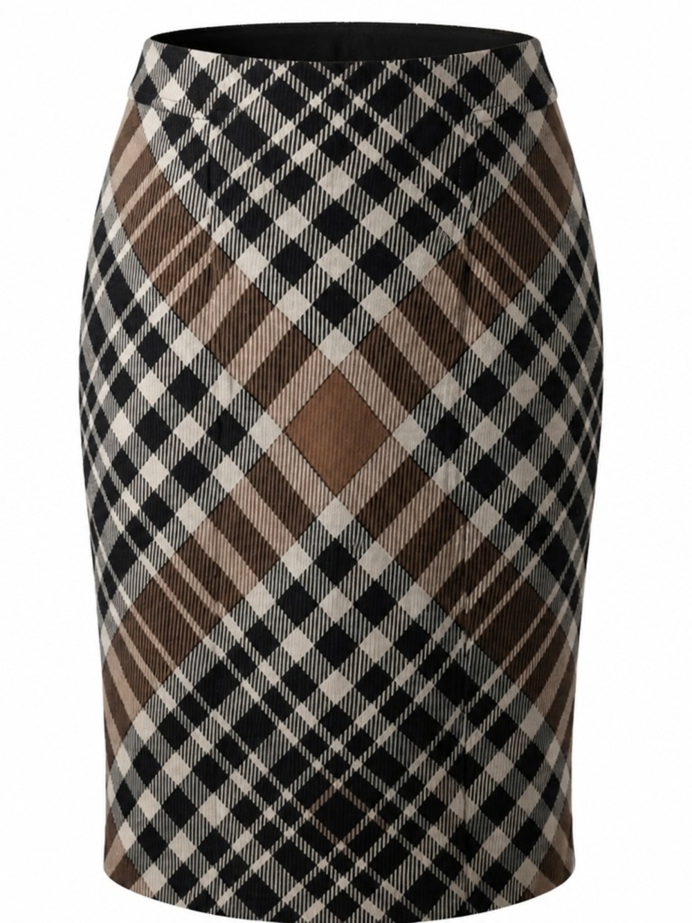 NWT Anne Klein Carnegie Hall Pencil Skirt in Caramel & Black Classic Plaid Sz 2 - Picture 2 of 4